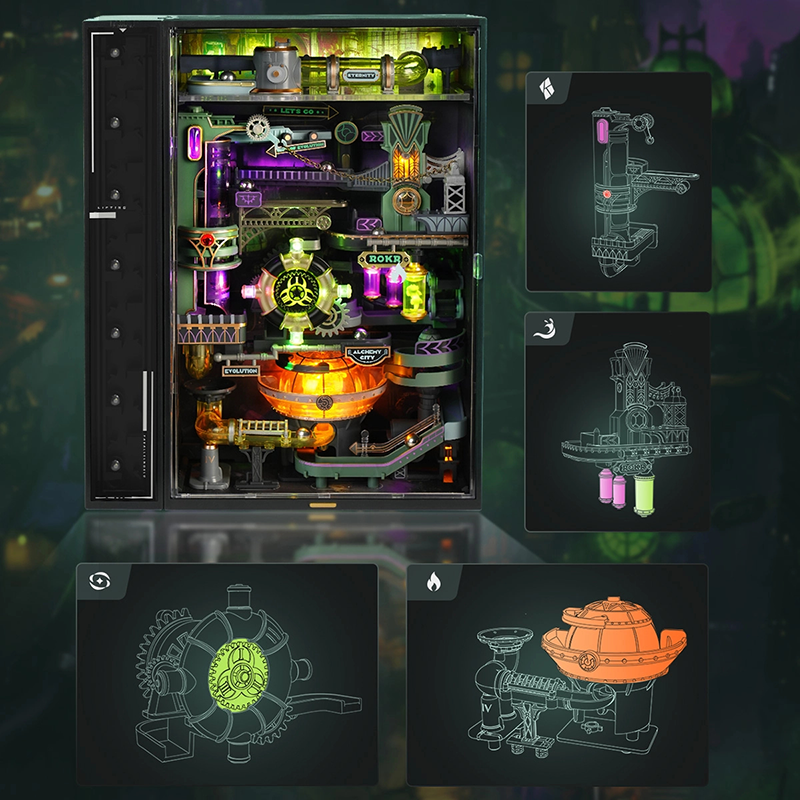 Alchemy City Mechanical puzzle Marble run puzzle kit DIY