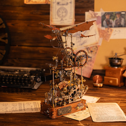 Da Vinci ornithopter, mechanical puzzle toy, steampunk model, DIY assembly kit, high-difficulty model, vintage mechanical toy