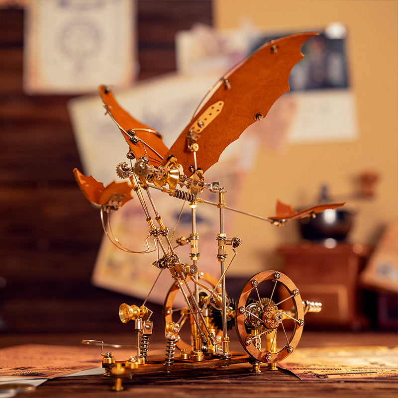 Da Vinci ornithopter, mechanical puzzle toy, steampunk model, DIY assembly kit, high-difficulty model, vintage mechanical toy