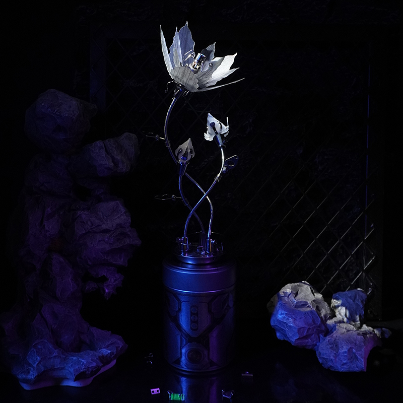 Equinox Flower mechanical puzzle flower steampunk build kit modular mechanical model