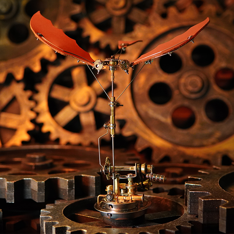 Steam Ornithopter,flapping wing aircraft puzzle,mechanical puzzle,	DIY ,desktop kinetic steampunk display