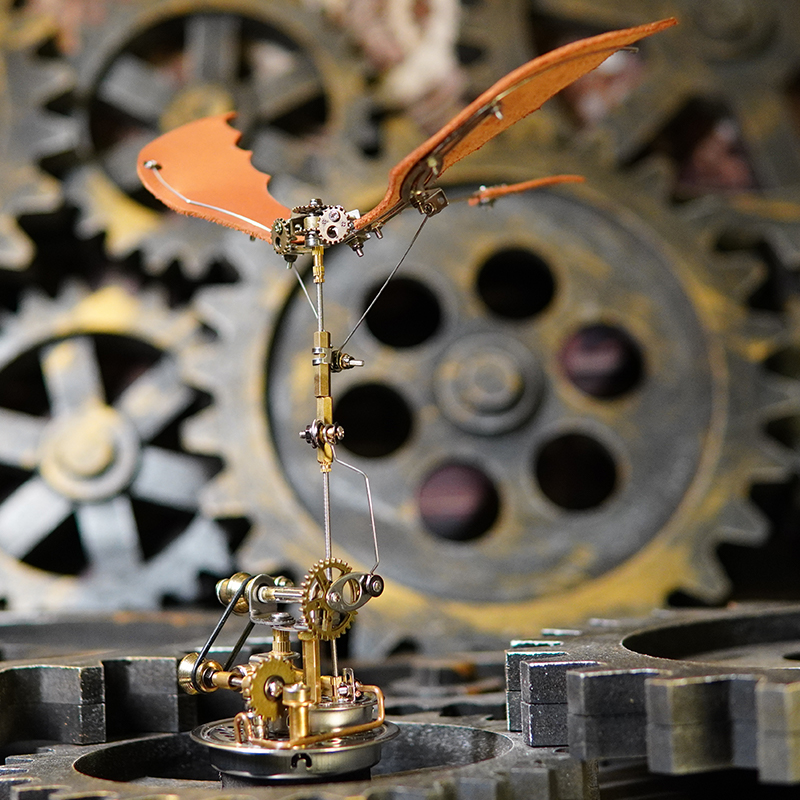 Steam Ornithopter,flapping wing aircraft puzzle,mechanical puzzle,	DIY ,desktop kinetic steampunk display